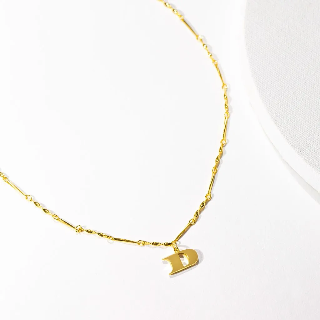 Letter Necklace (D) - Gold