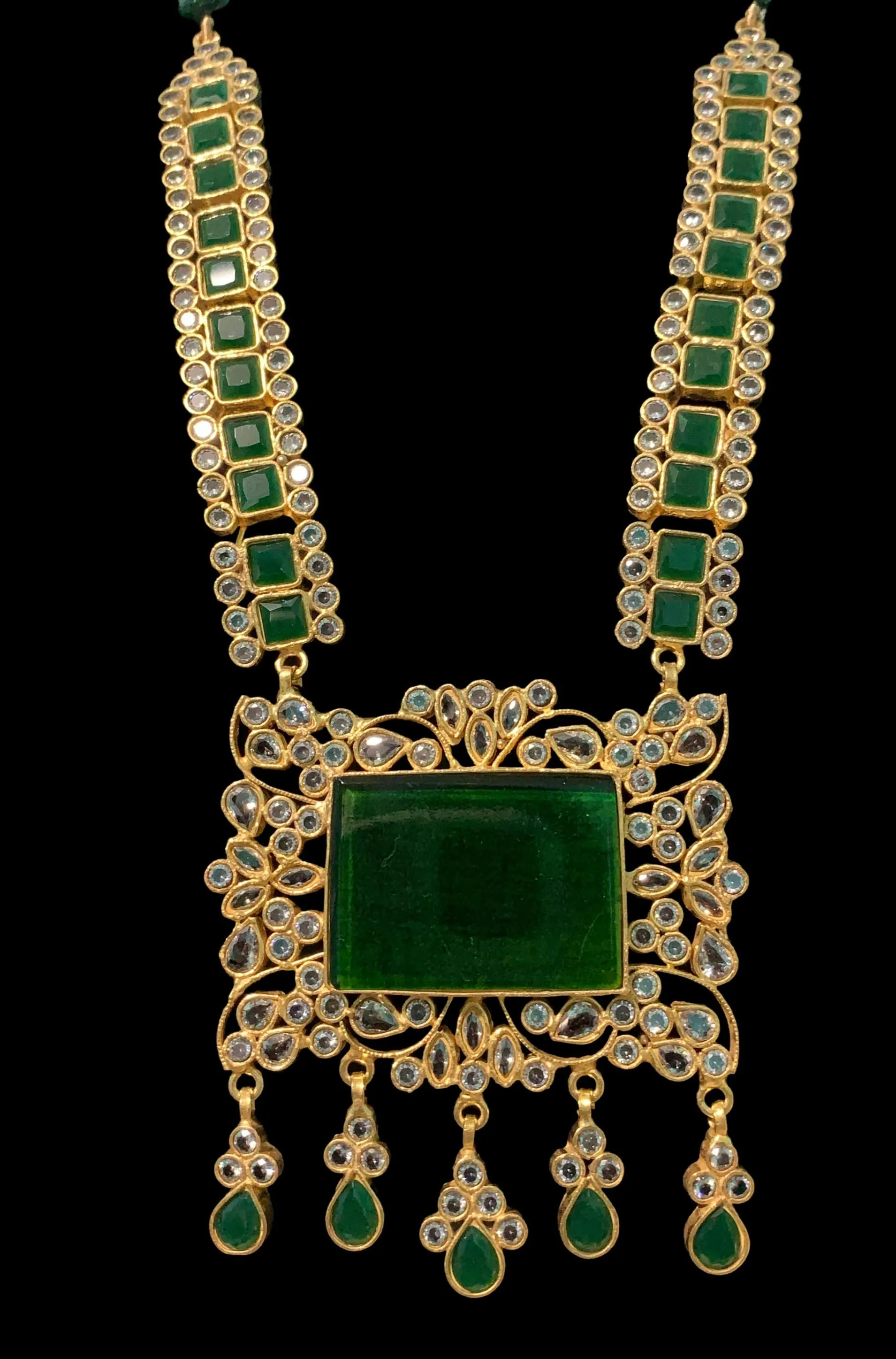 LN11 Farshi kundan long statement necklace set (READY TO SHIP )