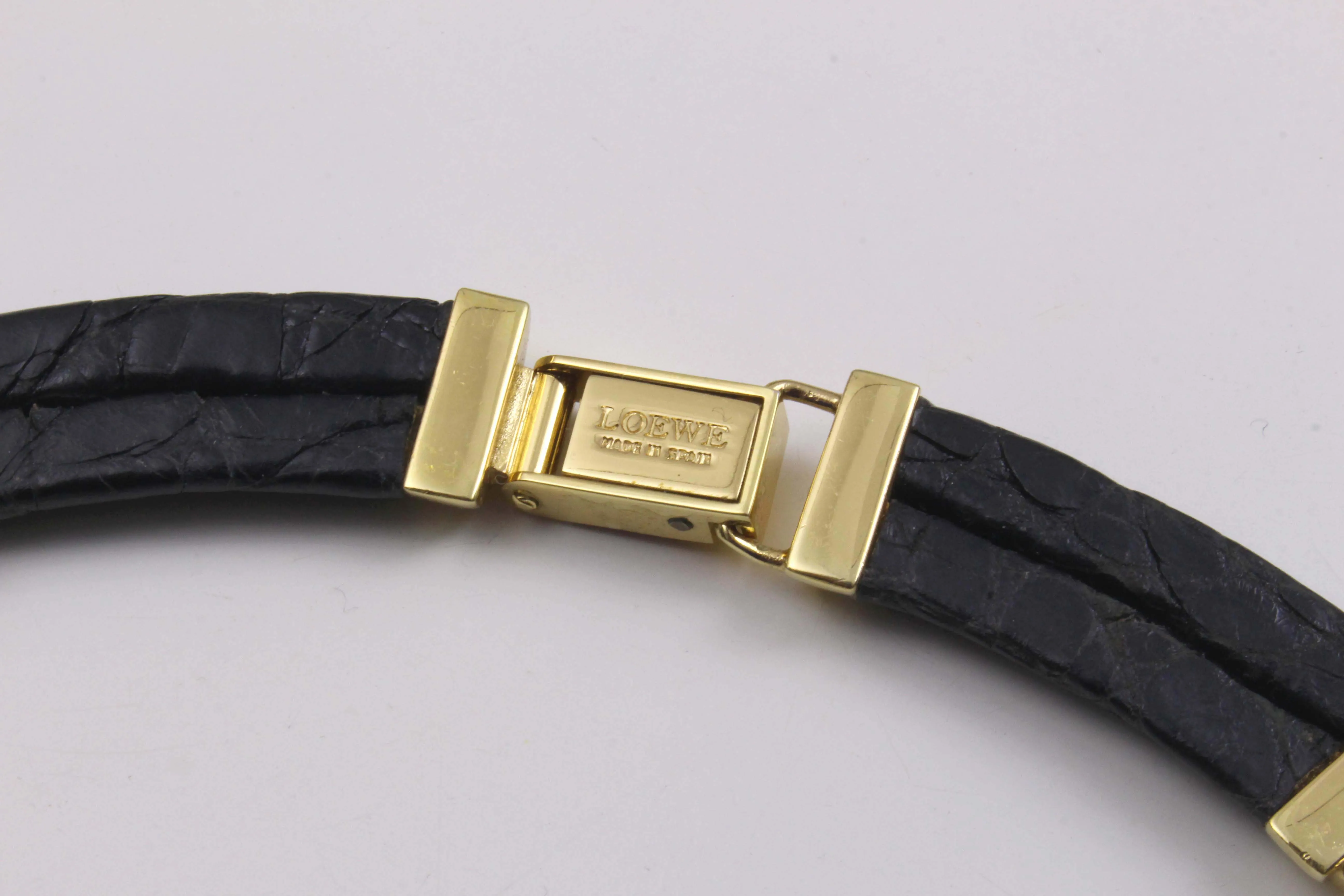 LOEWE black crocodile skin choker necklace