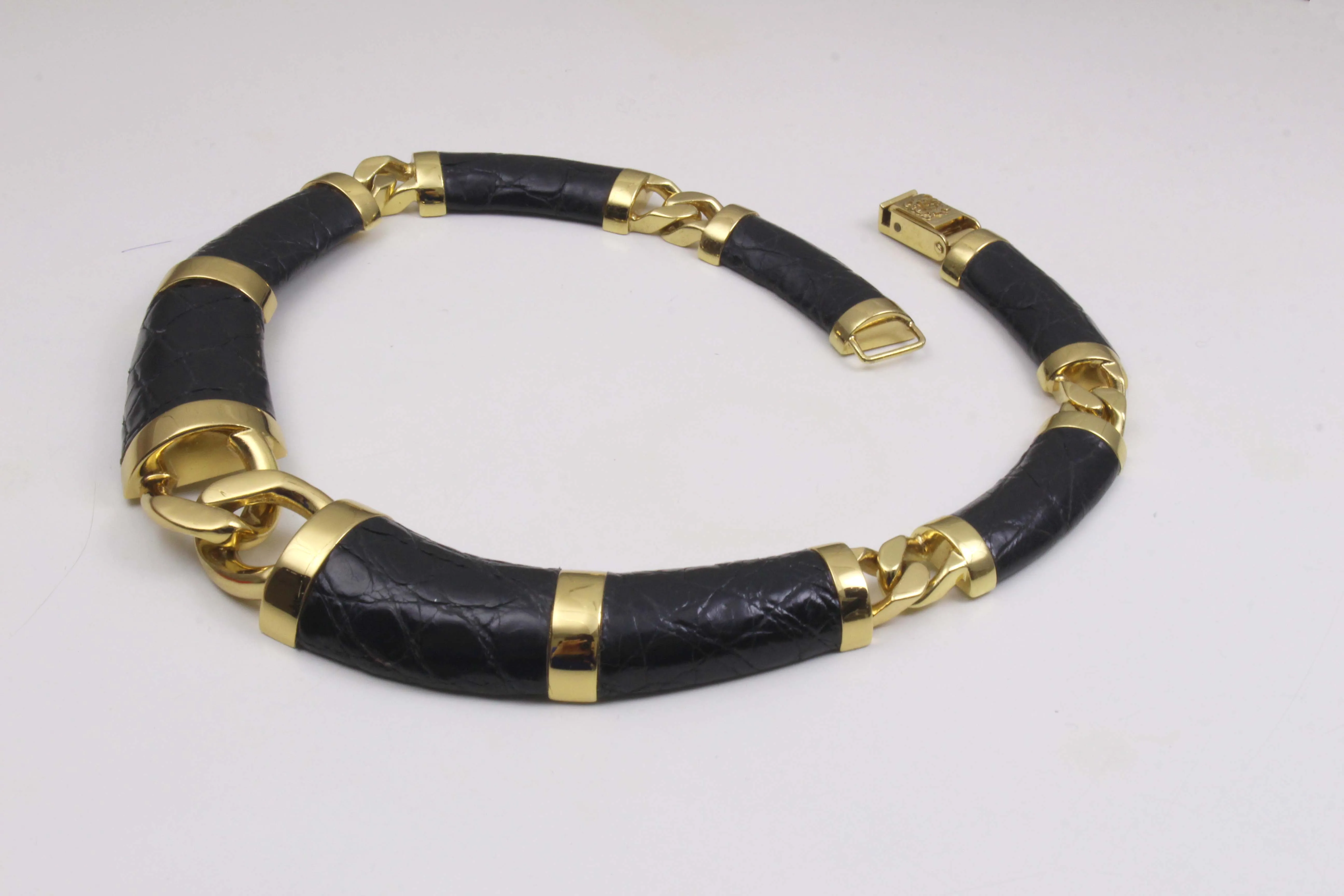 LOEWE black crocodile skin choker necklace