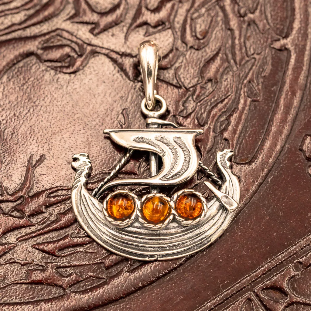 Longship with Amber Pendant