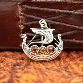 Longship with Amber Pendant