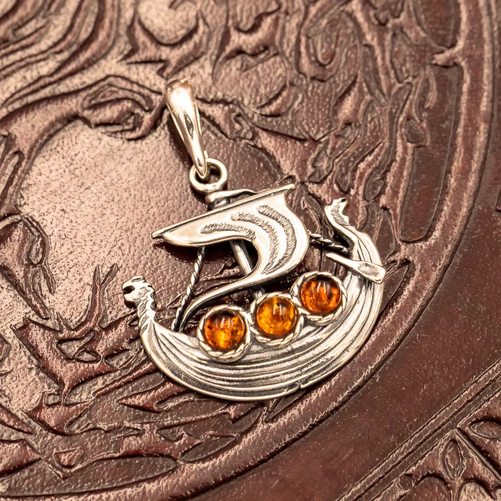 Longship with Amber Pendant