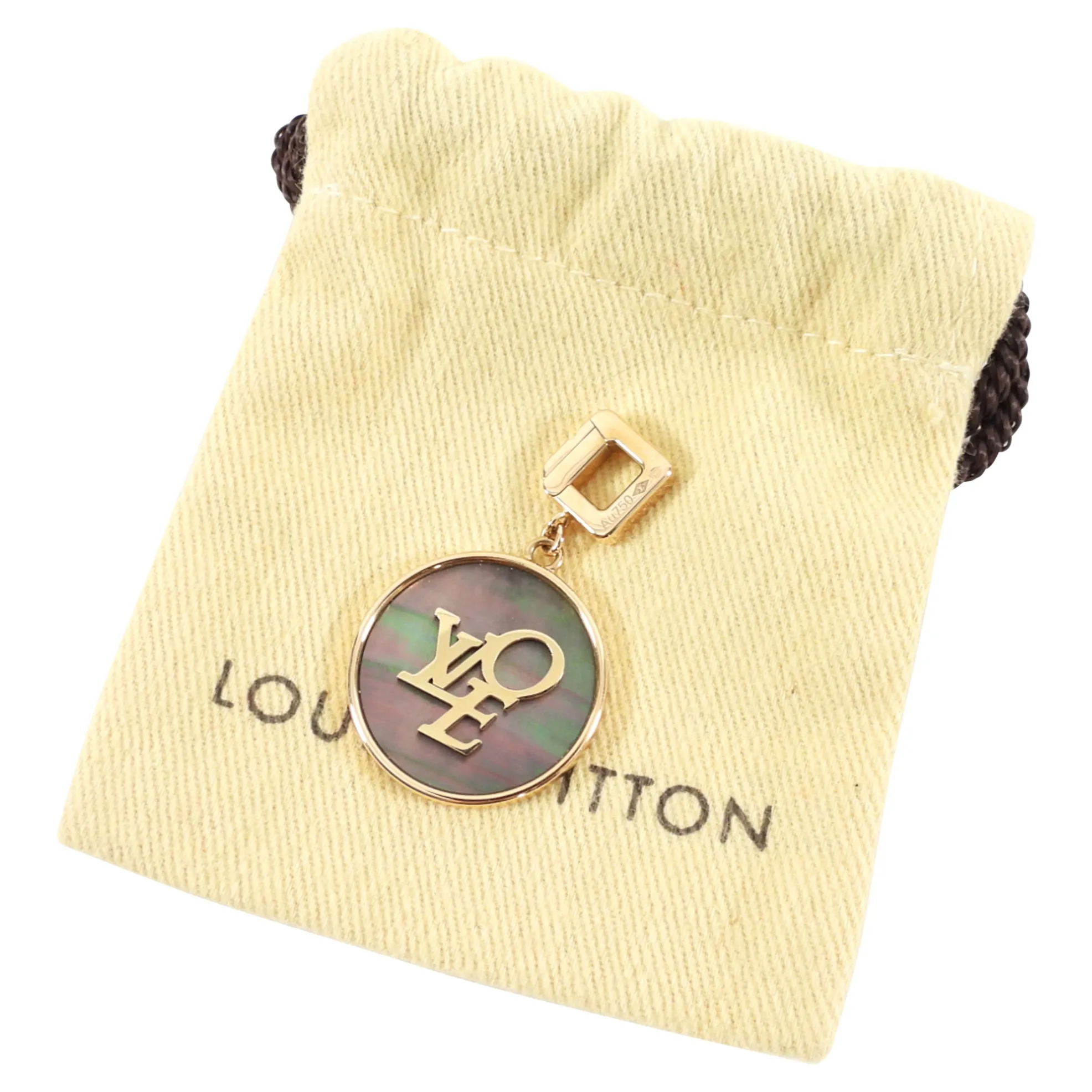 Louis Vuitton 18k Yellow Gold and Abalone LOVE Pendant