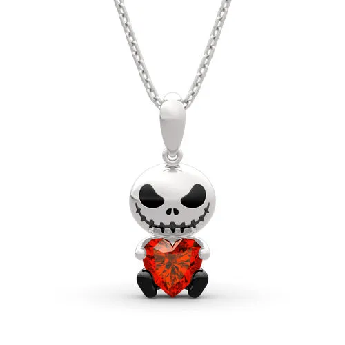 Love Confession Skull Heart Cut Necklace