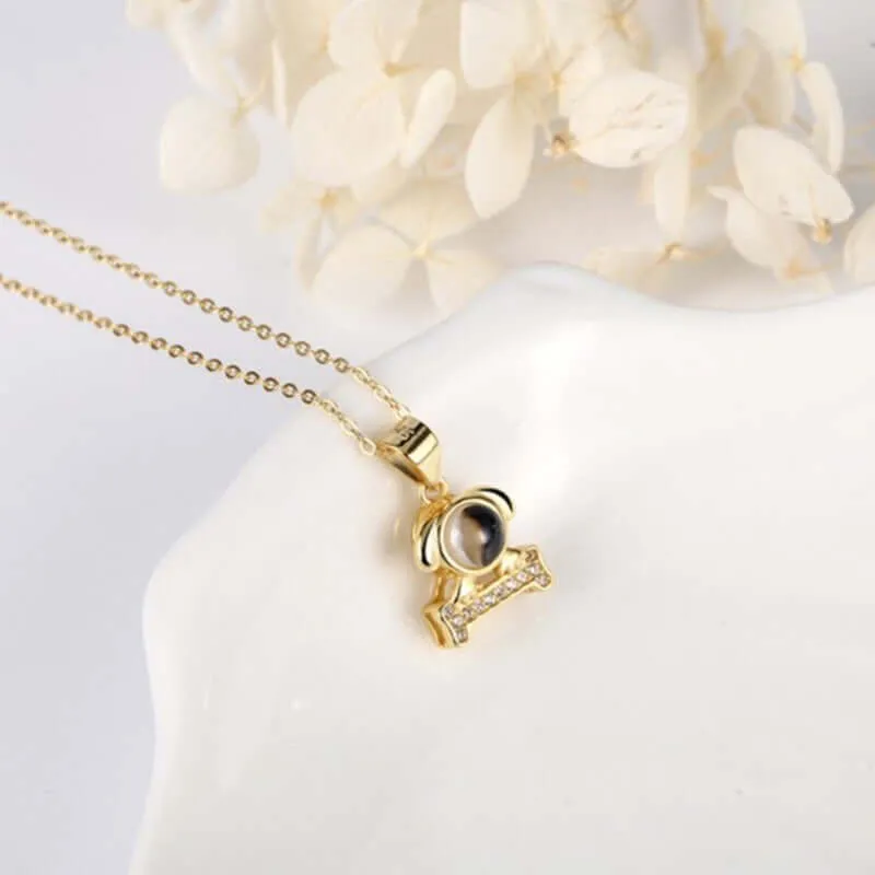 Lovely Puppy Dog Bone Necklace with Picture Inside