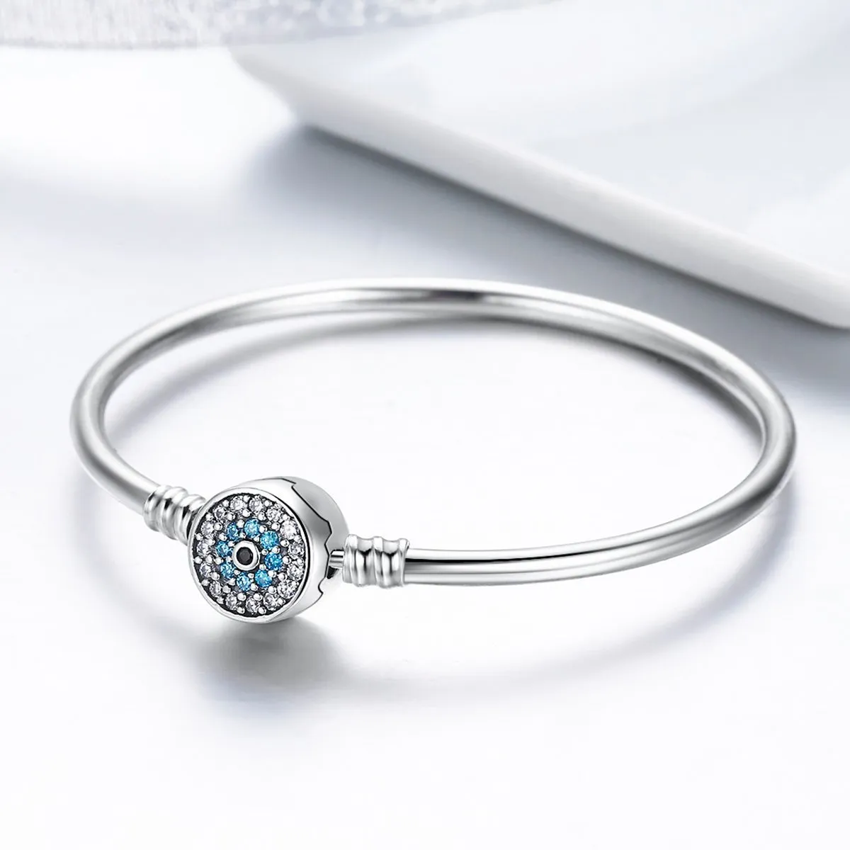 Lucky Eye 925 Sterling Silver Bangle Clasp Bracelet