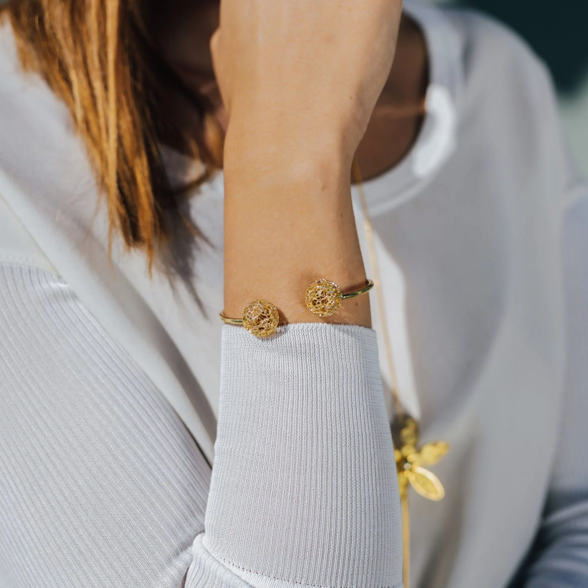 LUCRECIA GOLD BRACELET CUFF FILIGREE