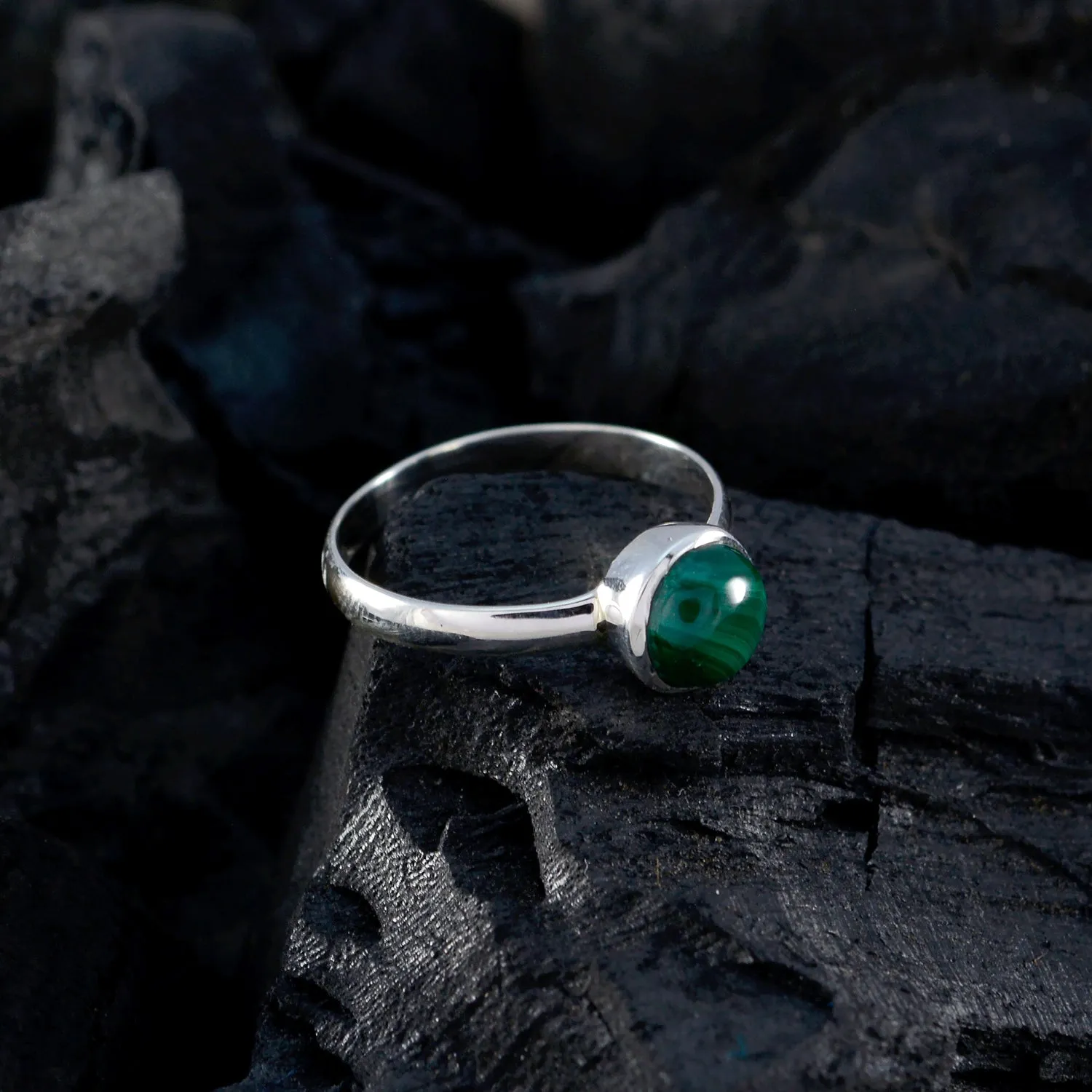 Magnetic Gemstones Malachite 925 Sterling Silver Ring 1920s Jewelry