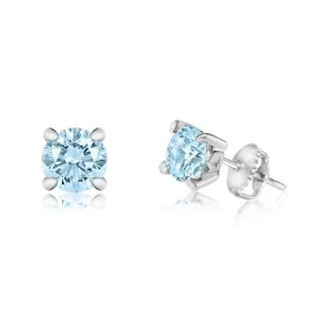 March Birthstone Crystal White Gold Palladium Girl's Stud Earrings