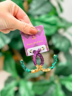 Mardi Gras Wrapped Hoop Earrings