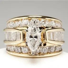 Marquise Cut Cubic Zirconia Wedding Big Statement Ring