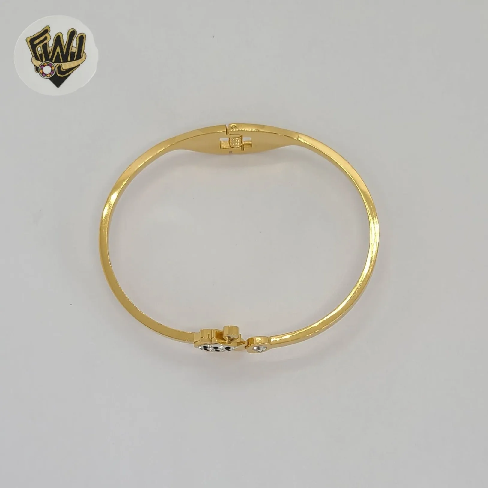 (MBRA-23-X) Stainless Steel - Zircon Bee Bangle.