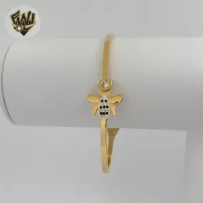 (MBRA-23-X) Stainless Steel - Zircon Bee Bangle.