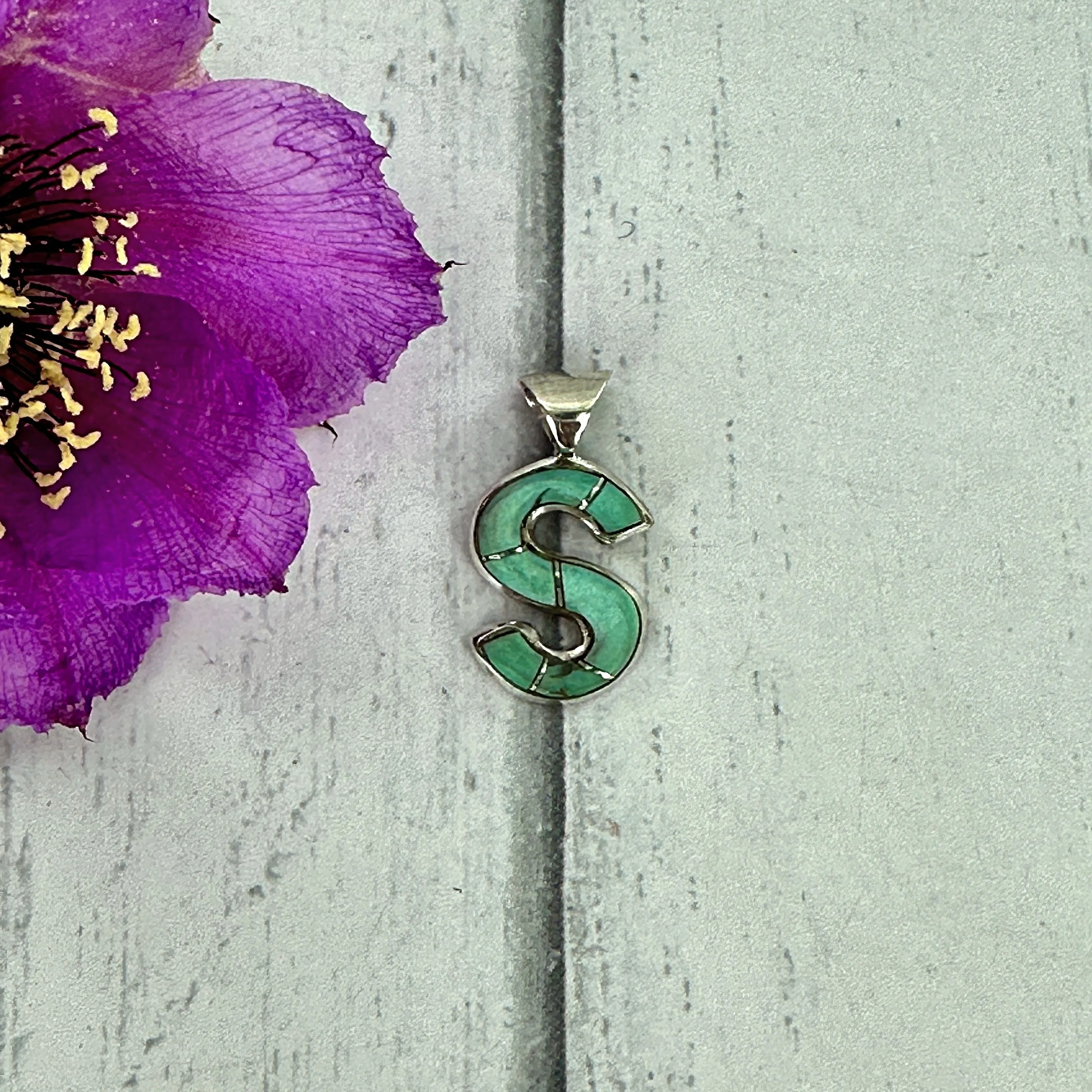 Mini Initial Pendant {Turquoise}