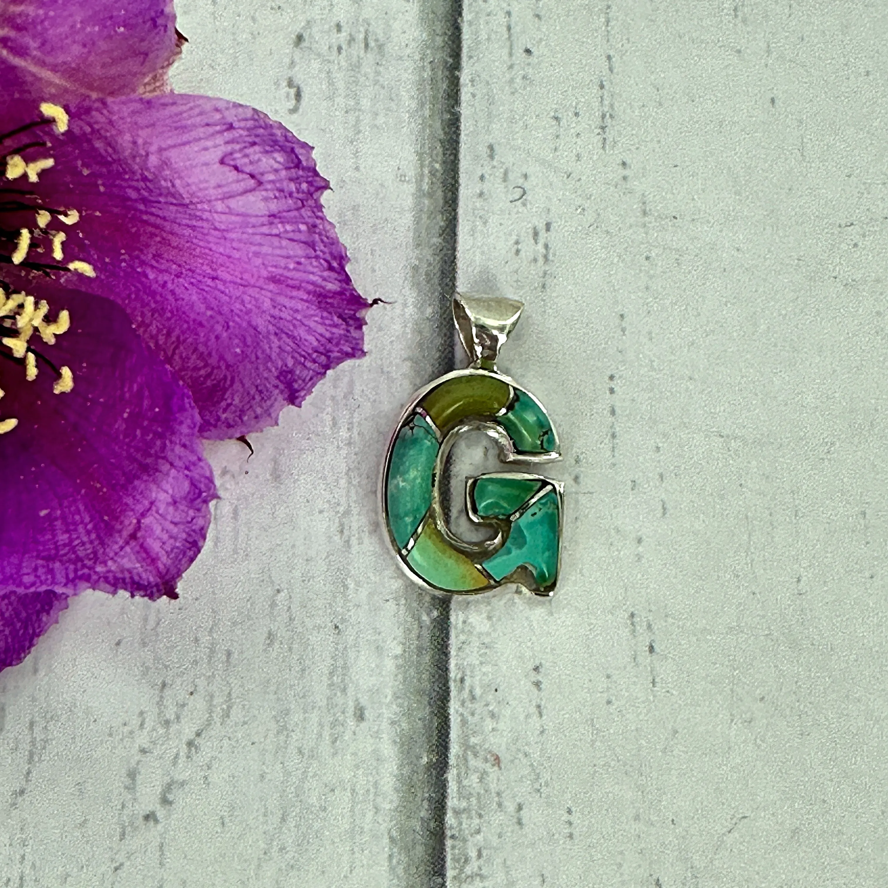 Mini Initial Pendant {Turquoise}