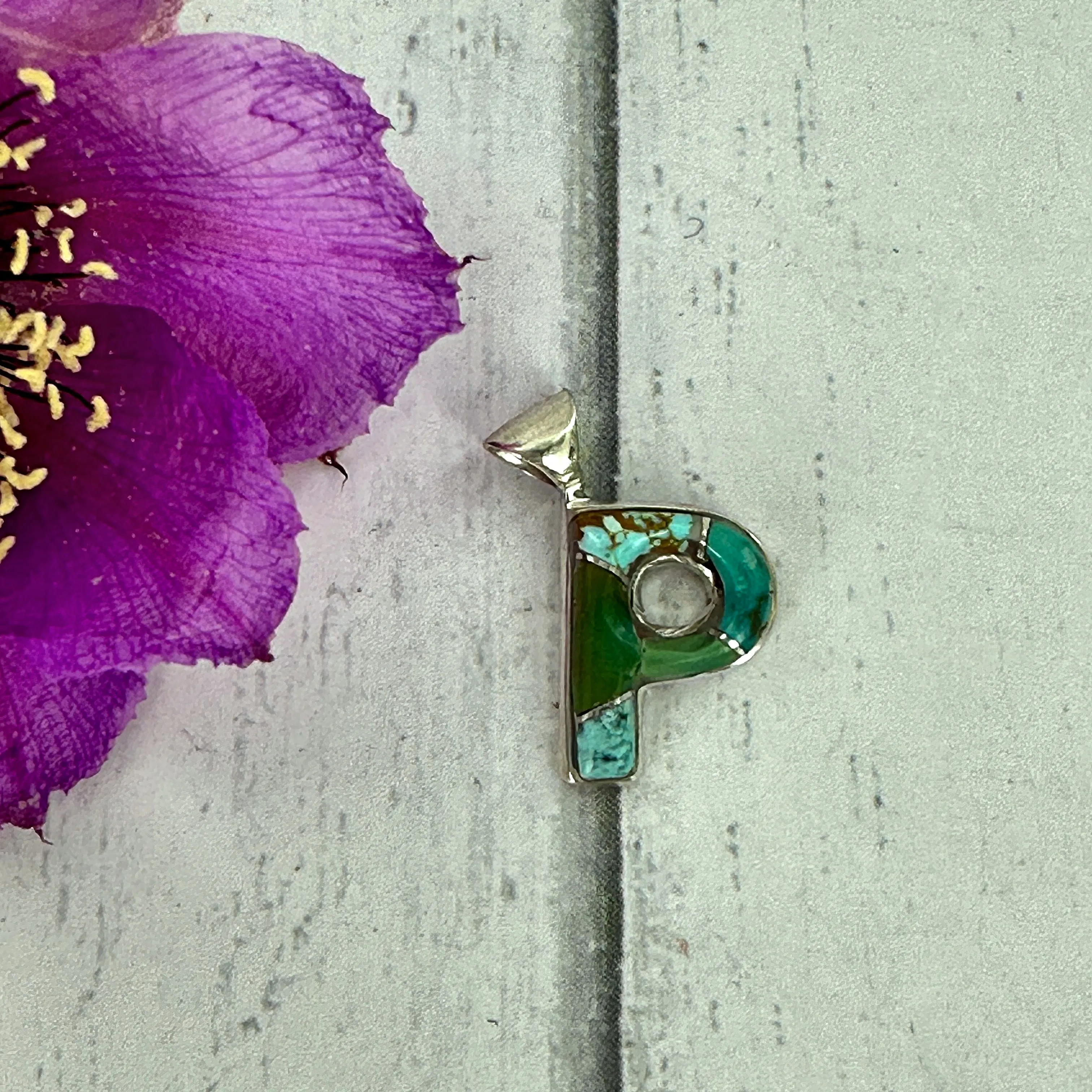 Mini Initial Pendant {Turquoise}