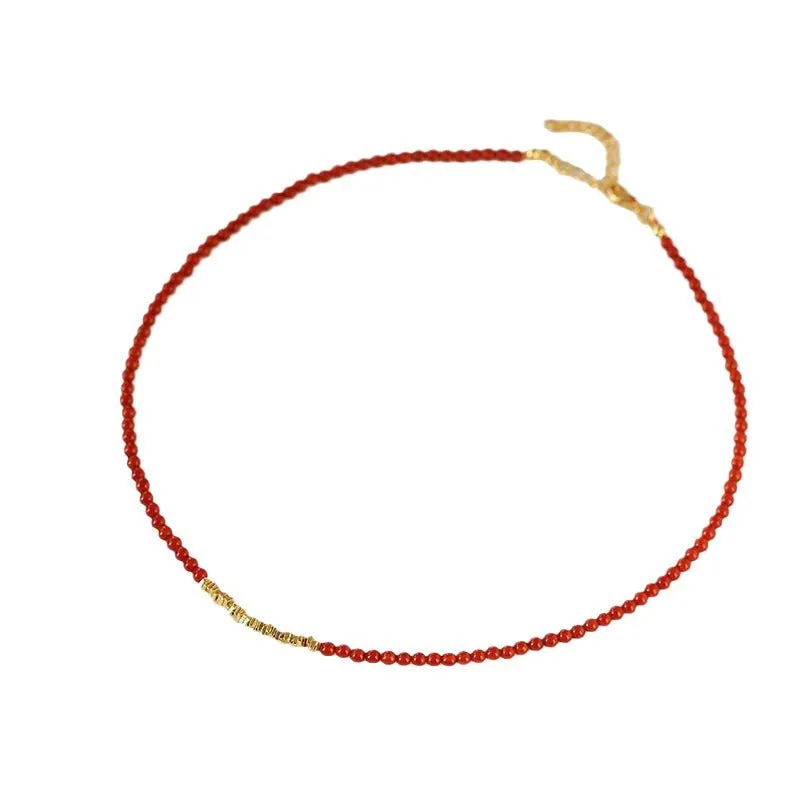 Mini Red Spinel Beaded Necklace