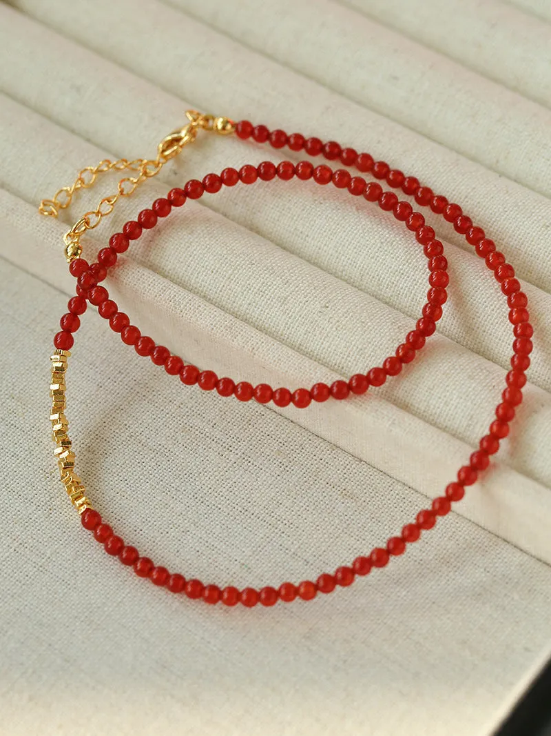 Mini Red Spinel Beaded Necklace