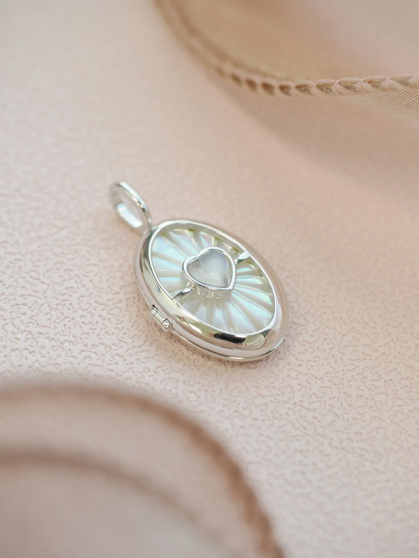 Moonstone & Mother of Pearl Silver Locket Pendant - Love Magic