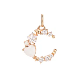 Moonstone Gold Crescent Moon Pendant - Dear Love