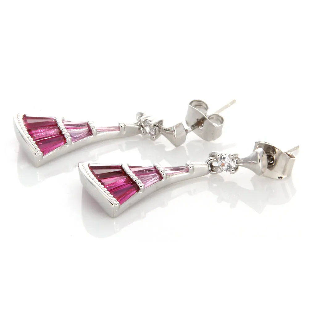 Multi Color Crystals Geometric Fan-Shaped Drop Earrings