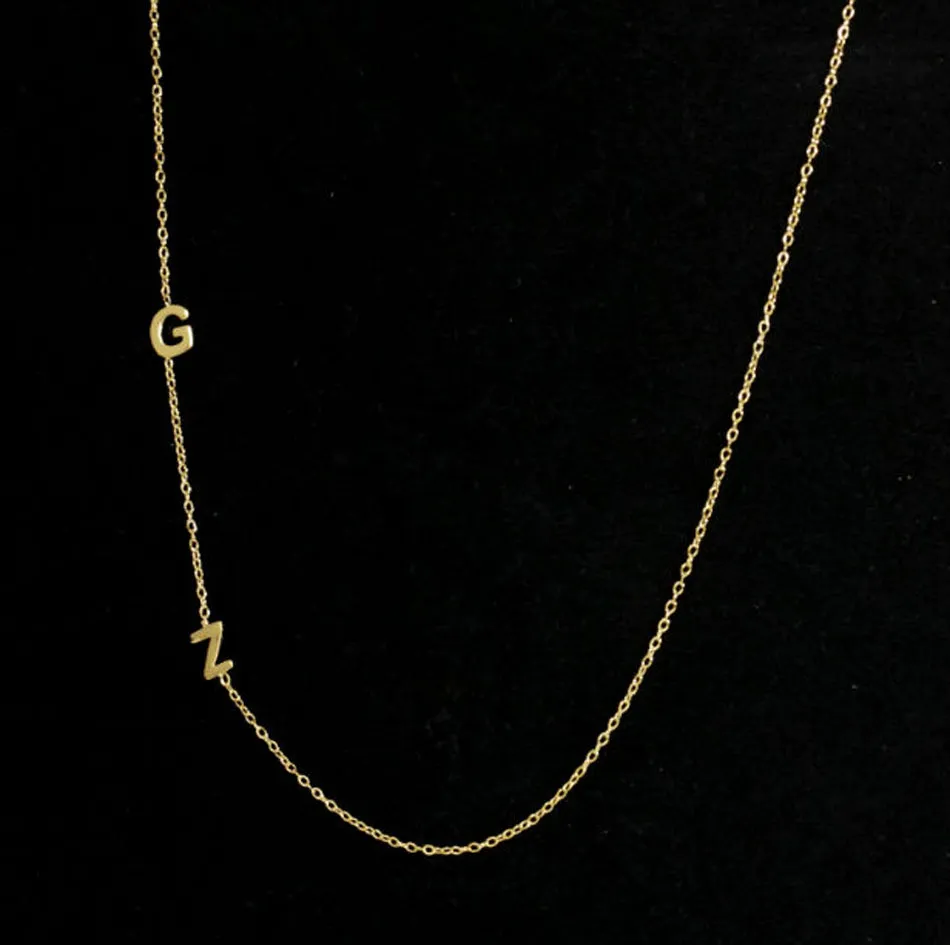 Multiple Block Sideways Initial Necklace