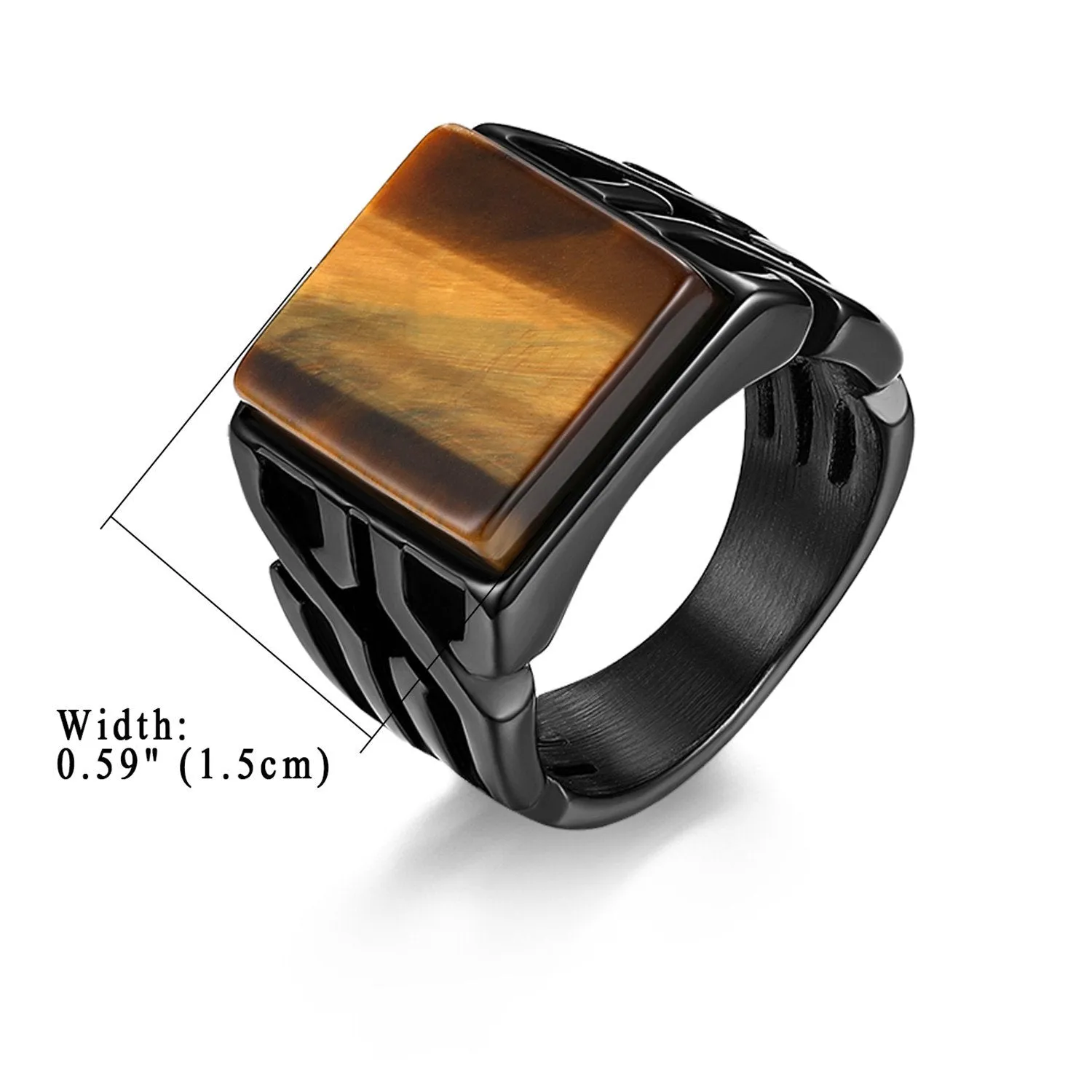 New Vintage Stainless Steel Tiger Eye Stone Punk Ring Jewelry For Man