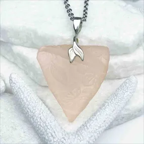 Paradise Pink Patterned Sea Glass Mermaid Pendant | #5202