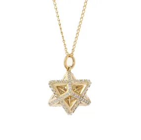 Pave Diamond Sculptural Star of David Pendant