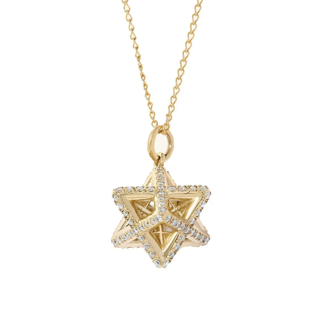 Pave Diamond Sculptural Star of David Pendant