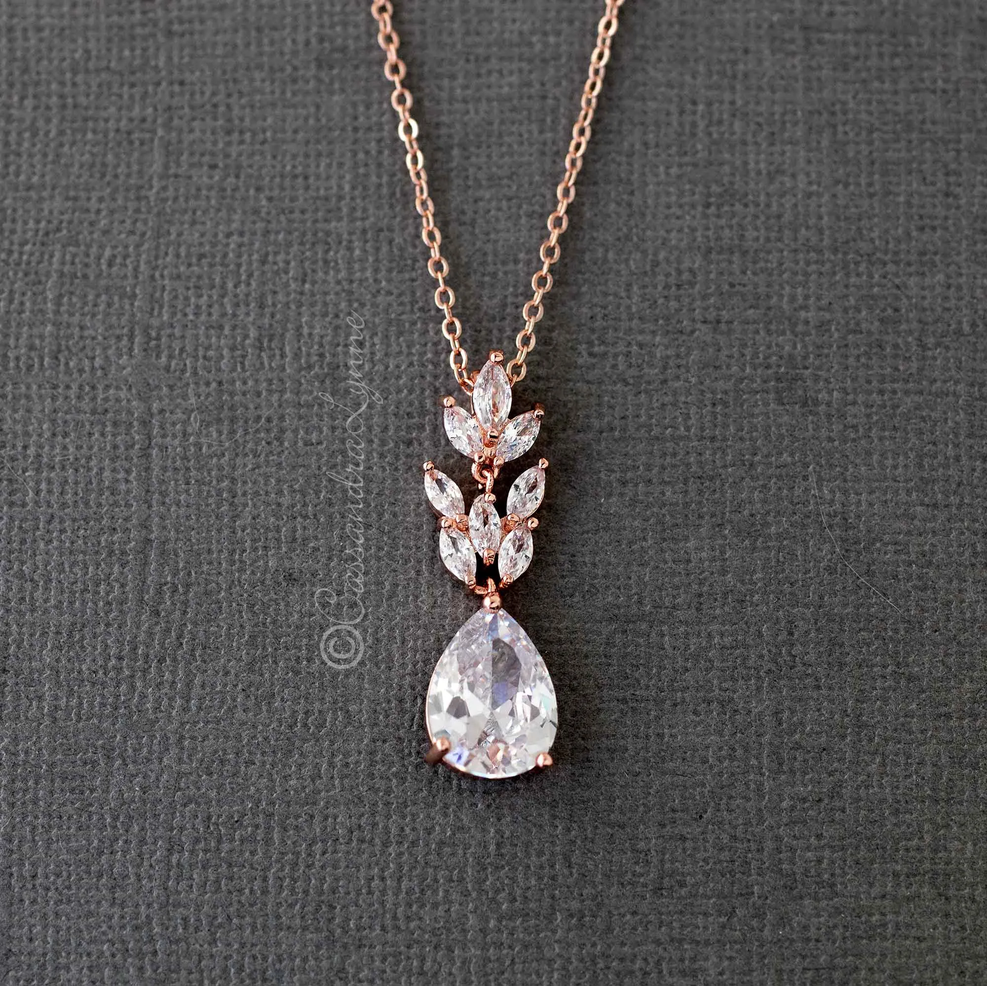 Pear Cut CZ Wedding Pendant Necklace