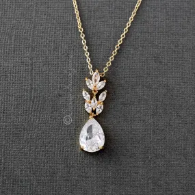 Pear Cut CZ Wedding Pendant Necklace