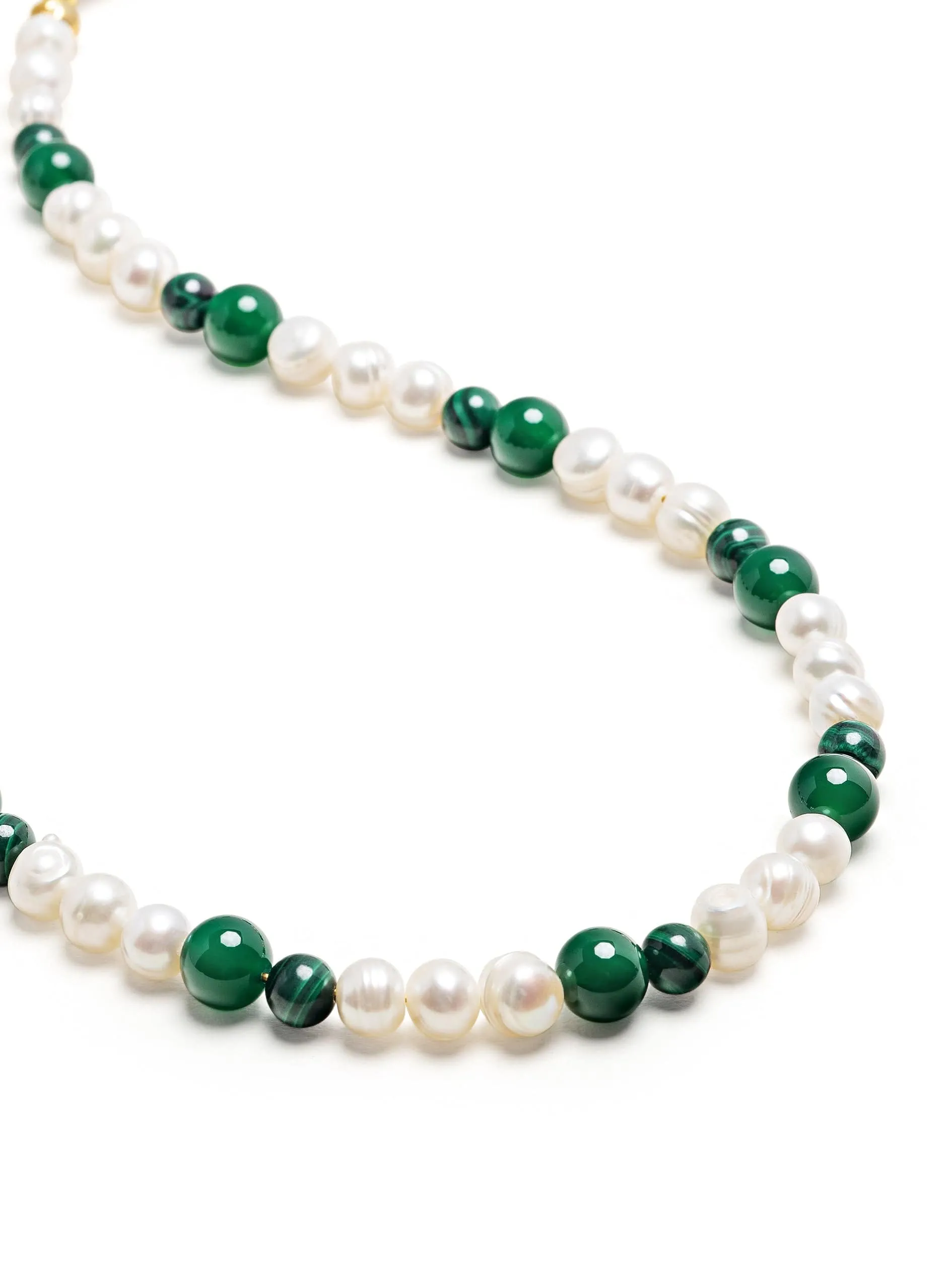 Pearl Choker with Green Aventurine and Malachite