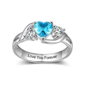 Personalized Birthstone Rings for Women Customized Engraving Promise Wedding Engagement Ring Gifts for Mother/ Mom