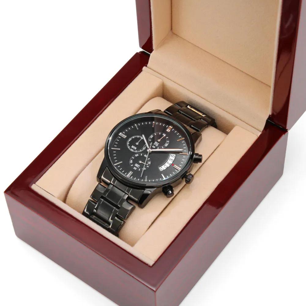 Personalized Black Chronograph Watch | Valentine's Day Gift