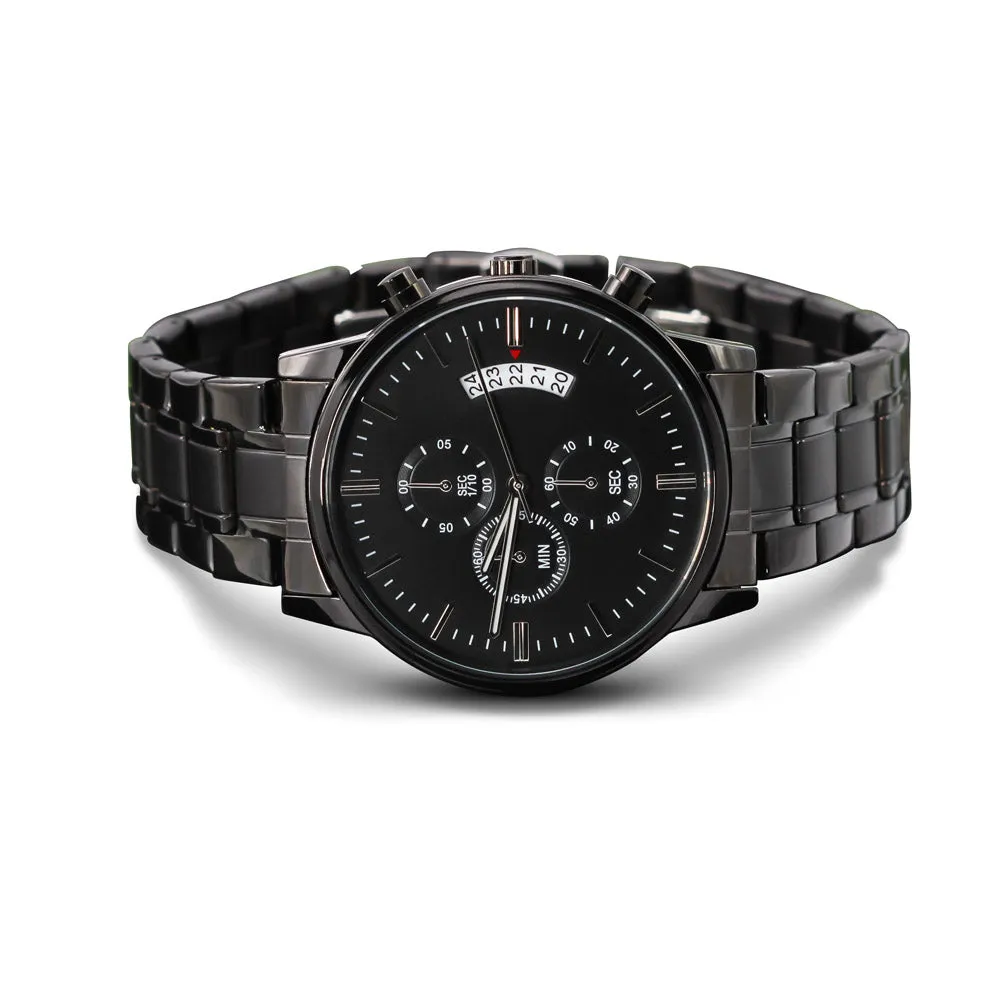 Personalized Black Chronograph Watch | Valentine's Day Gift