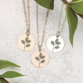 Pine Branch  Disc Necklace