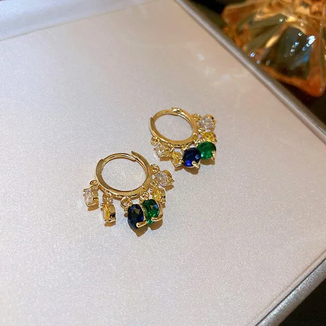 Pretty Emerald Hoop Earrings