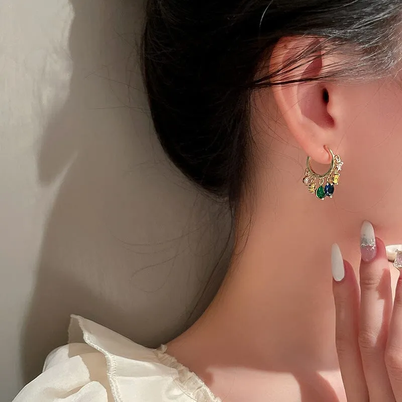 Pretty Emerald Hoop Earrings