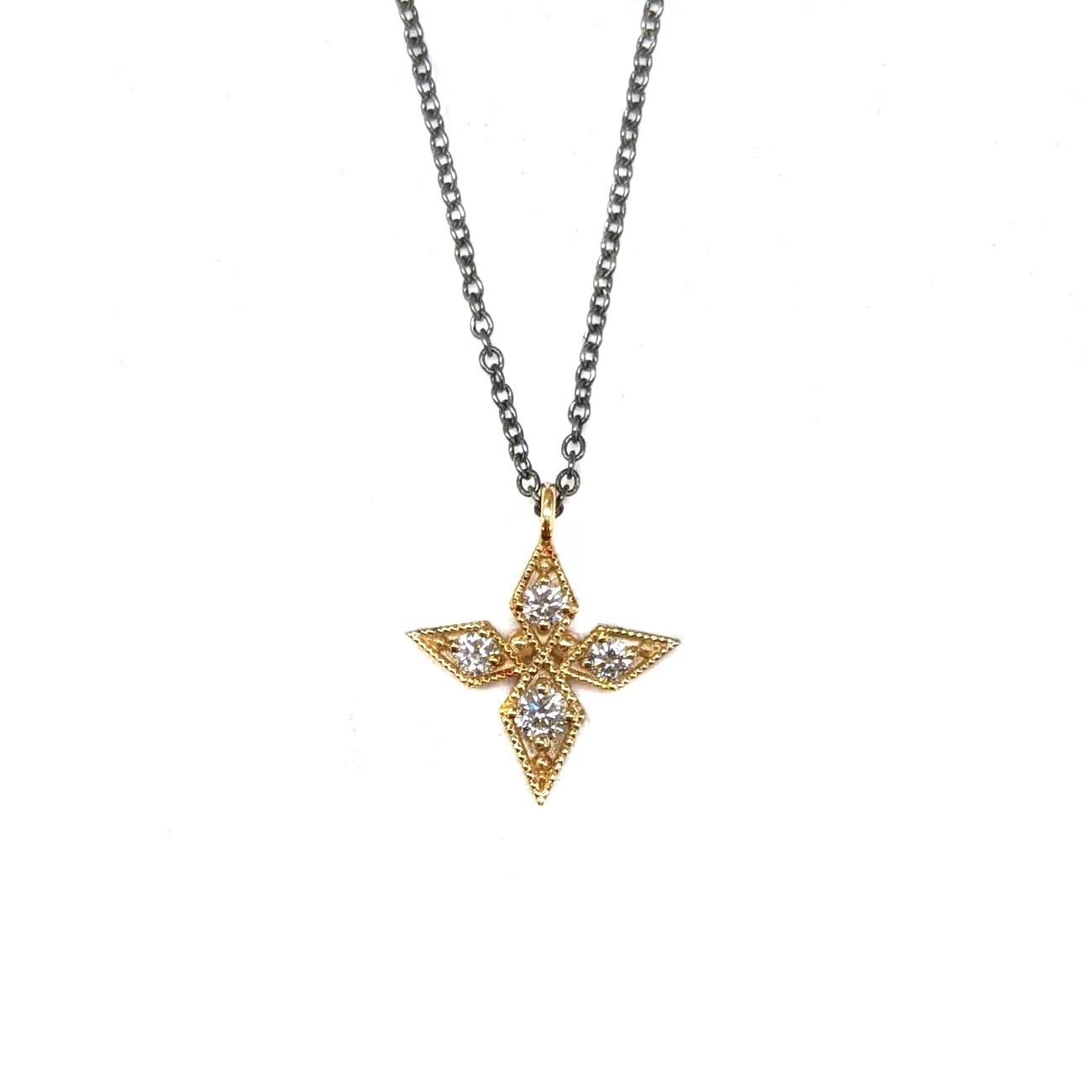 Quad Star Necklace, 2-Tone