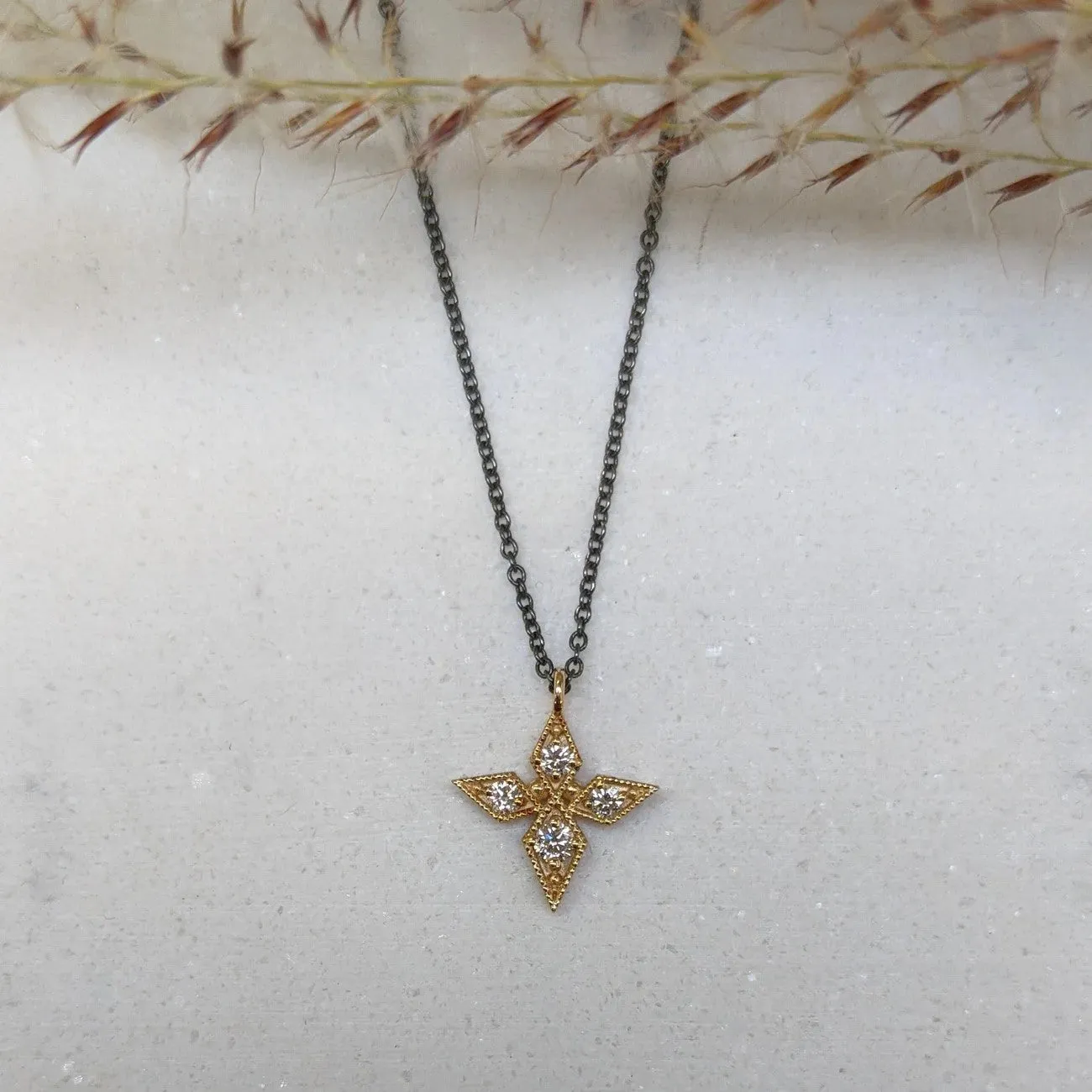 Quad Star Necklace, 2-Tone