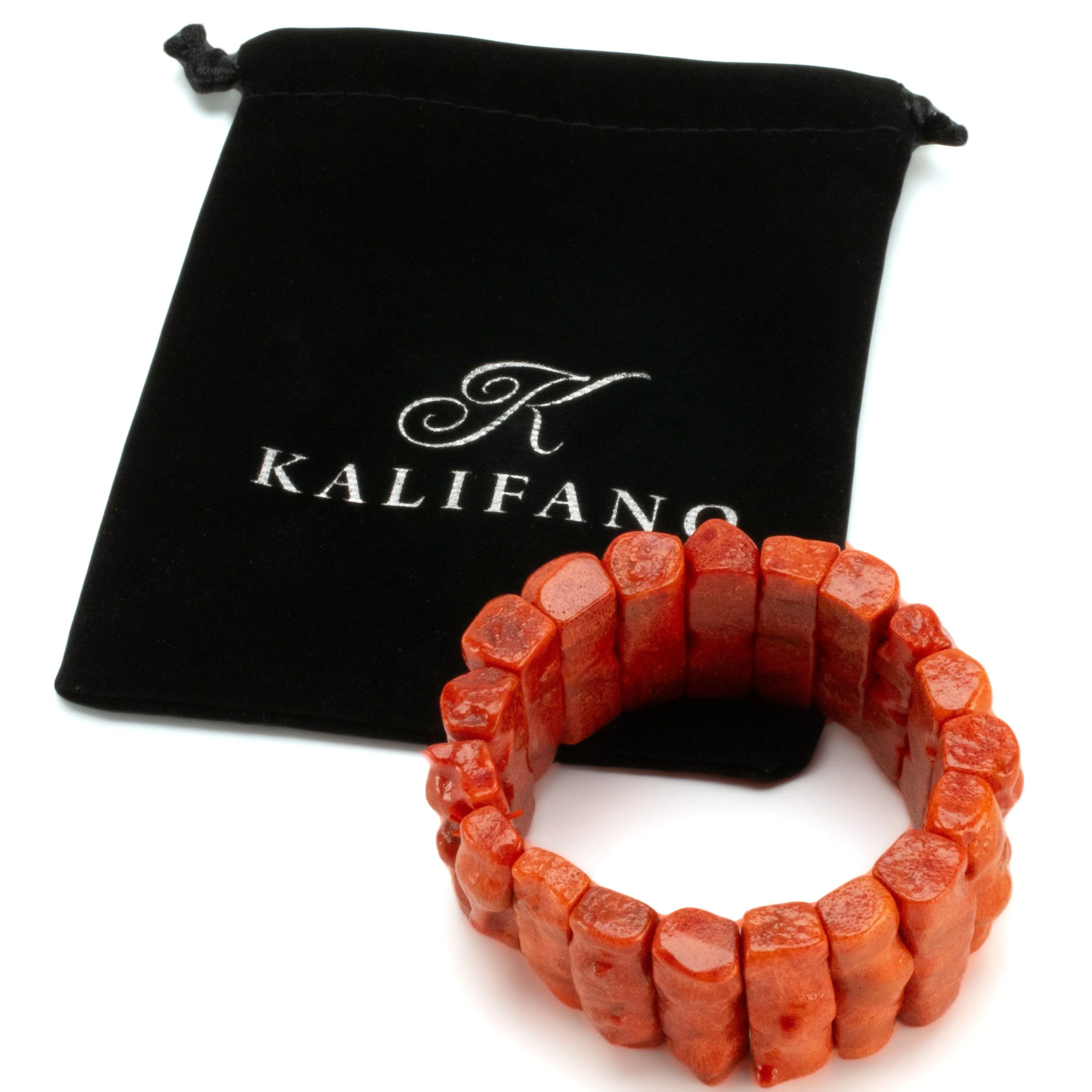 Rectangular Sponge Coral Gemstone Elastic Bracelet