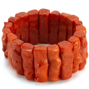 Rectangular Sponge Coral Gemstone Elastic Bracelet