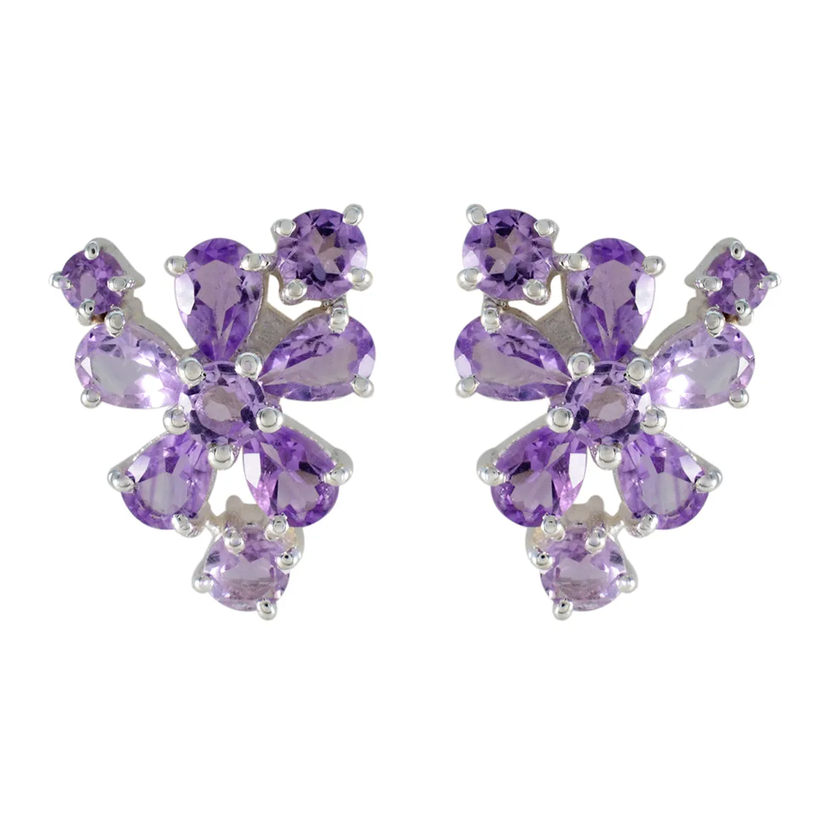 Riyo Appealing 925 Sterling Silver Earring For Demoiselle Amethyst Earring Bezel Setting Purple Earring Stud Earring