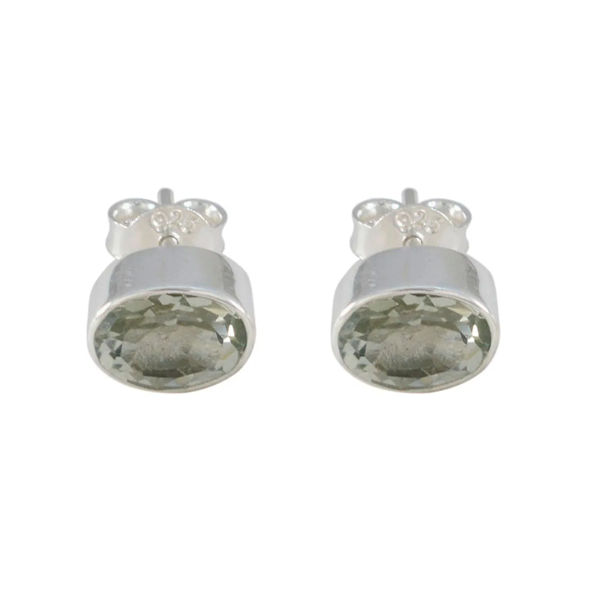 Riyo Beguiling 925 Sterling Silver Earring For Demoiselle Green Amethyst Earring Bezel Setting Green Earring Stud Earring