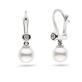 Romantic Collection Akoya 7.0-7.5 mm Pearl & Diamond Dangle Earrings