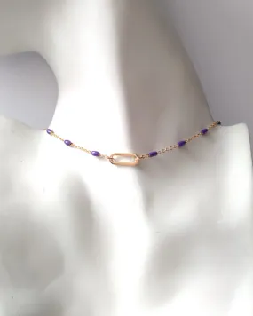 Roni Choker Purple Enamel Chain Necklace