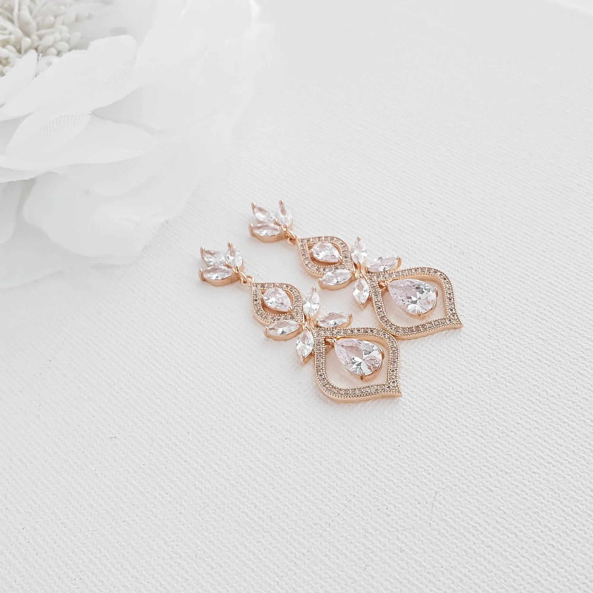 Rose Gold Wedding Day Jewelry Set for Brides-Meghan