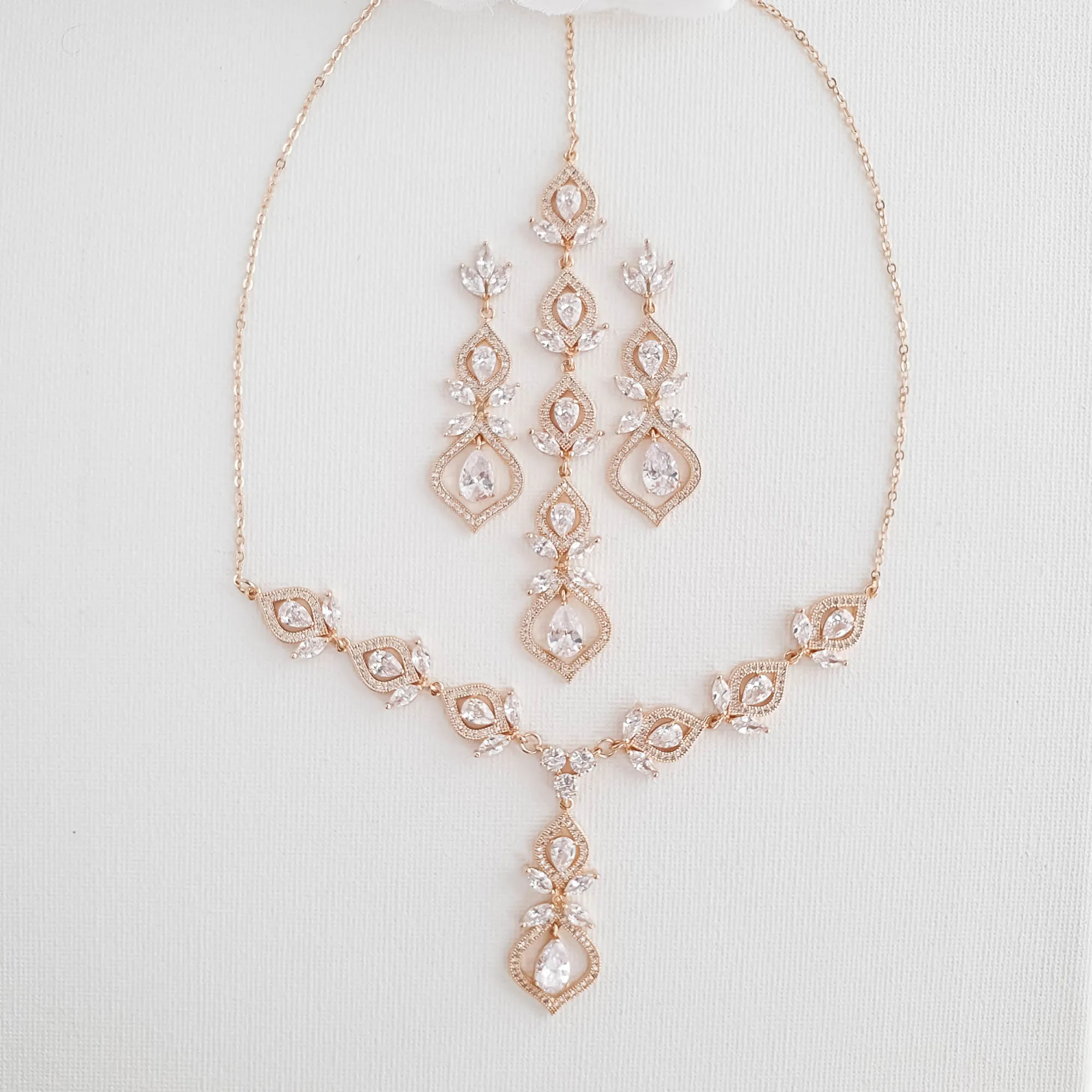 Rose Gold Wedding Day Jewelry Set for Brides-Meghan